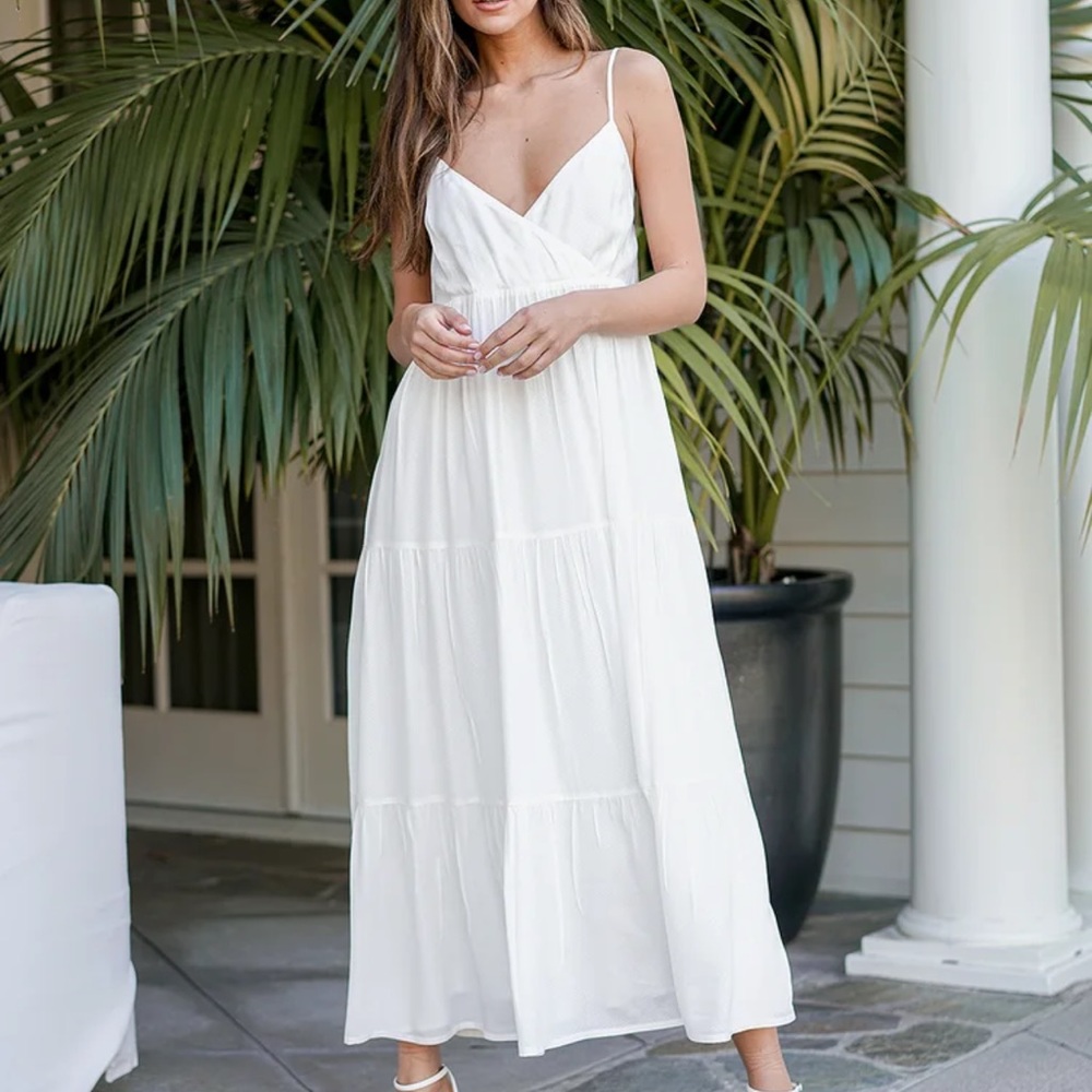 Lulus White Tiered Midi Dress